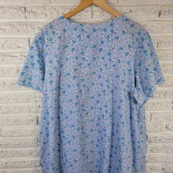 Pink by Kmart Robe 3X Plus Blue Floral Snap Front Embroidered FLO297E - Picture 8 of 13